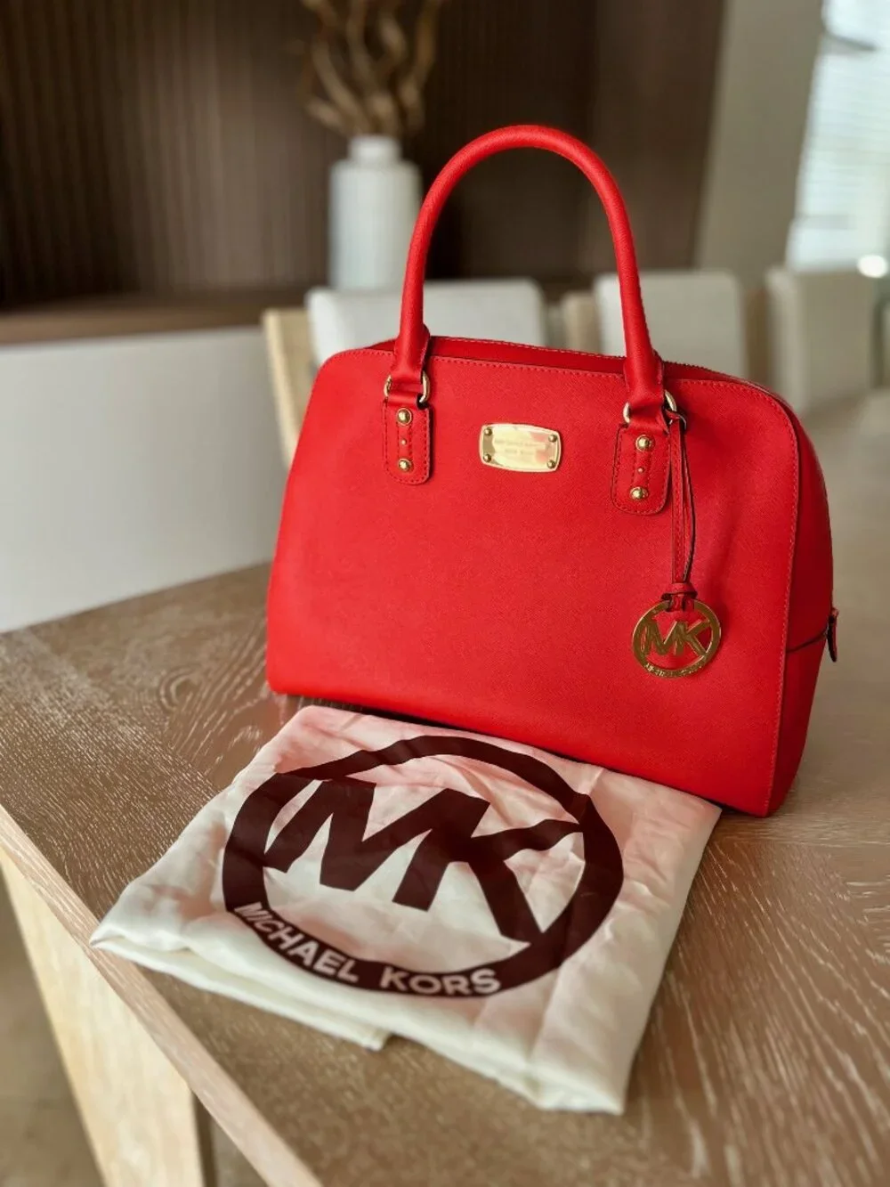 Michael Kors MK Signature Large Tangerine Satchel